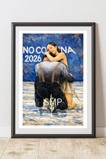 Discover Olympic Gold Medal 2026 Figure Skating Pairs Poster / Miura & Kihara A2 Vintage Olympic Art Print /Emotional Ice Skating Artwork