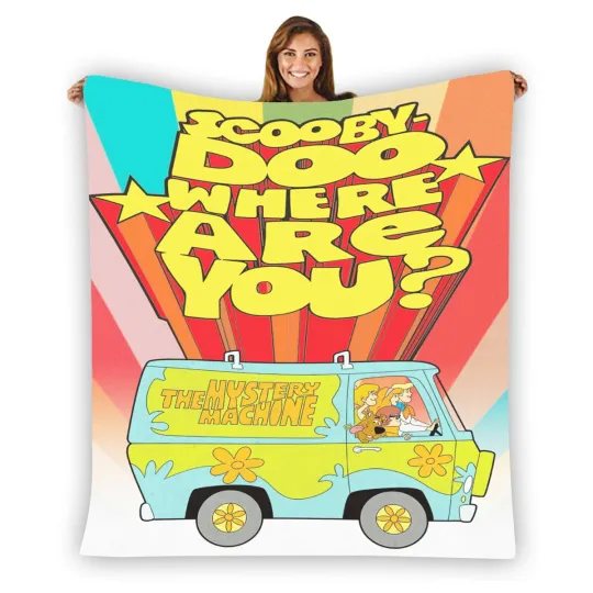 Discover Scooby Doo Mystery Machine Soft Warm Single-Side Printing Flannel Fleece Blanket