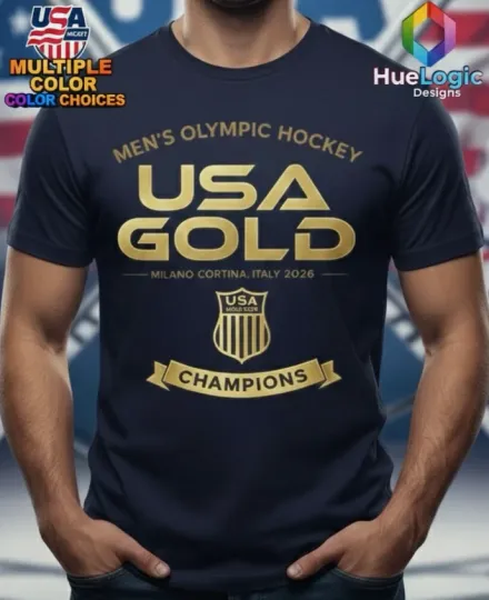Discover USA Gold Hockey Shirt 2026 Champions Milano Cortina Team USA Gold Tee