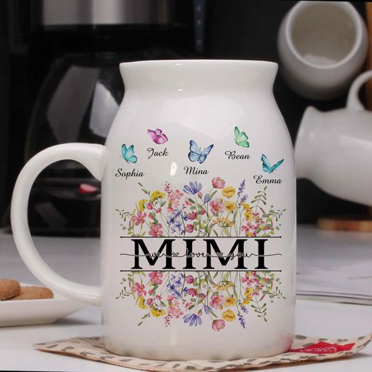 Discover Personalized Mother's Day Flower Vase, Nana's Garden, Flower Vase, Custom Grandkid Name Flower Vase, Mothers Day Gift for Mom, Grandma