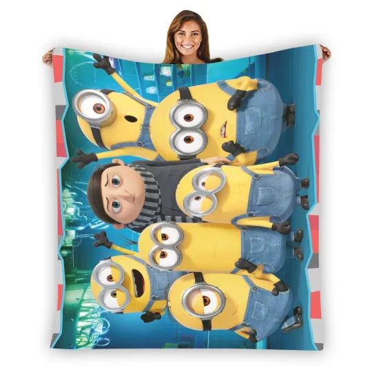 Discover The Minions Characters Soft Warm Single-Side Printing Flannel Fleece Blanket
