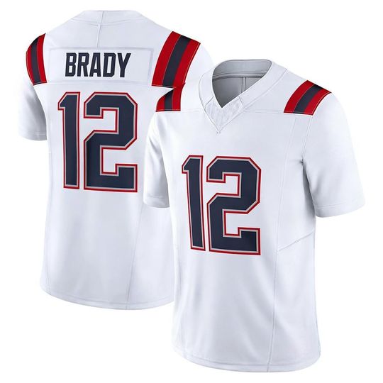 Discover Men's New England Jersey #12Tom Brady White Game Limited Stitched Shirt