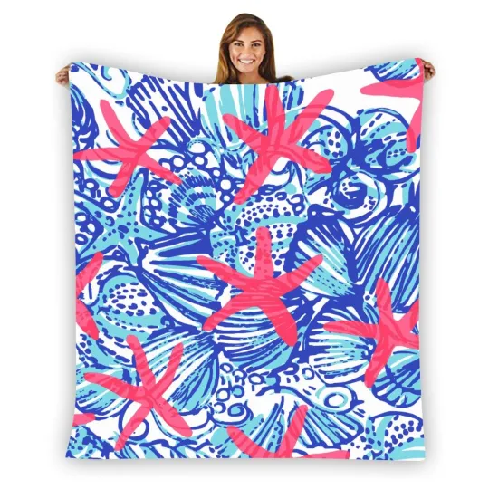 Discover Lilly Pulitzer Starfish Warm Single-Side Printing Flannel Fleece Blanket