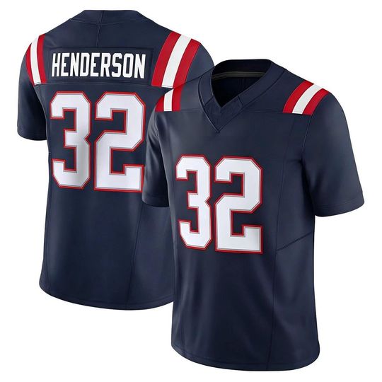 Discover Men's New England Jersey #32TreVeyon Henderson Navy Game Limited Stitched Shirt