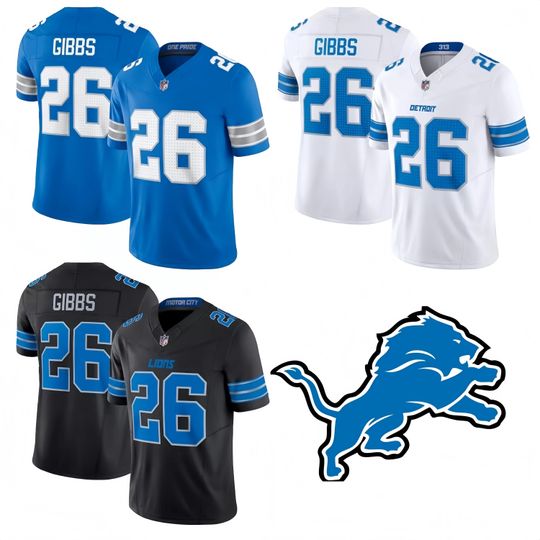 Discover Personalized Detroit Lions Jersey, Custom Name & Number, Embroidered  #26 Jahmyr Gibbs Limited Player Jersey All Stitched  Gift