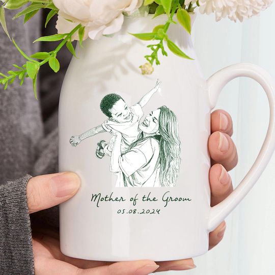 Custom Photo Mother's Day Gift Flower Vase, Love you Mom Tray, Gift For Mommy, Nana,  Mother of the Bride, Groom Flower Vase, Wedding Gift