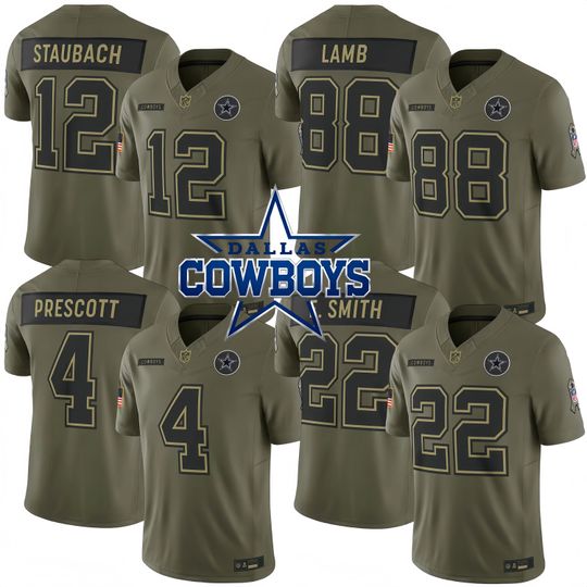 Discover Personalized Dallas Cowboys Olive 2025 Salute to Service Retired Limited All Stitched Jersey , Custom Name & Number, Embroidered  Gift