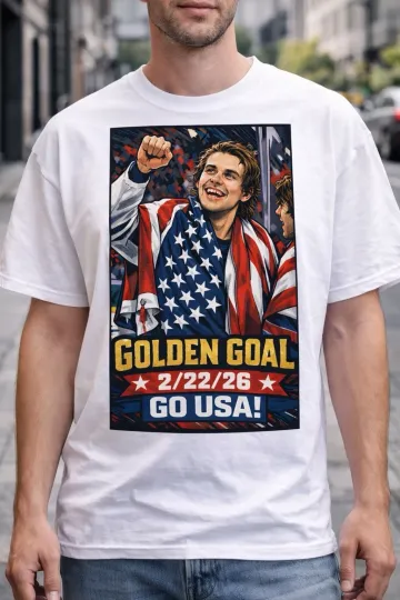 Discover Jack Hughes Team USA Hockey Golden Goal T-Shirt