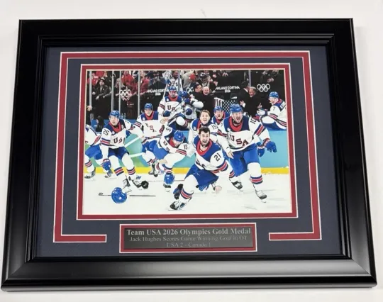 2026 USA HOCKEY GOLD MEDAL WIN OLYMPICS FRAMED 8X10 TEAM PHOTO CELEBRATION