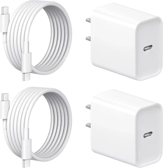 Discover 2 Pack 20W USB-C Fast Charger Wall Charger for iPhone 17/16 with 6FT Cable