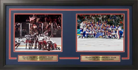 Team USA Men's Hockey 1980 & 2026 Olympics 8" x 10" Framed Collage