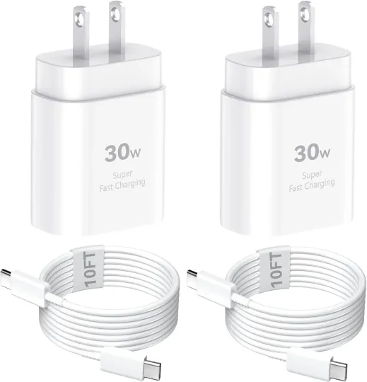 Discover 30W USB-C Fast Charger Block for iPhone 17/16/15 Pro/Pro Max 10Ft Cable