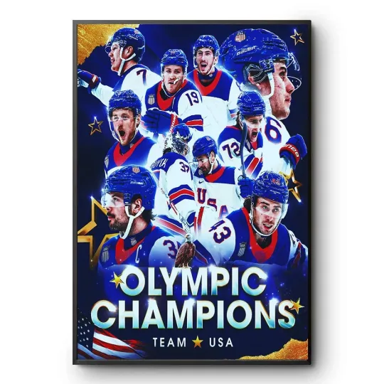 Discover USA Men’s Olympic Hockey Team Winter  Milano Cortina 2026 Gold Medal Poster