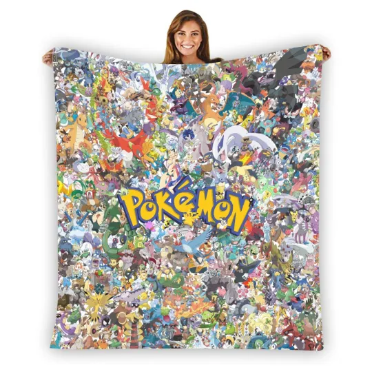Discover PKM Collage Characters Soft Warm Single-Side Printing Flannel Fleece Blanket
