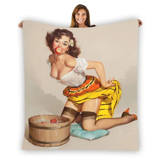 Discover Pin Up Sexy Apple Warm Single-Side Printing Flannel Fleece Blanket