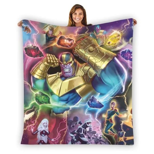 Discover Marvel Comics Thanos Stripe Warm Single-Side Printing Flannel Fleece Blanket