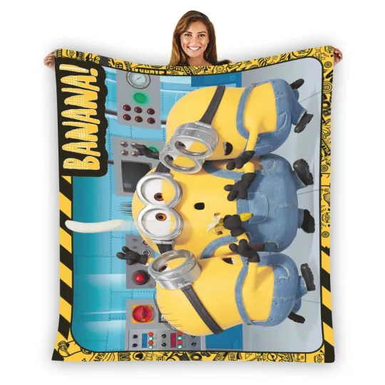 Discover Minions Banana Soft Warm Single-Side Printing Flannel Fleece Blanket