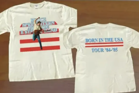 Discover Vintage Bruce Springsteen Born in The USA Tour Double Sided T-Shirt