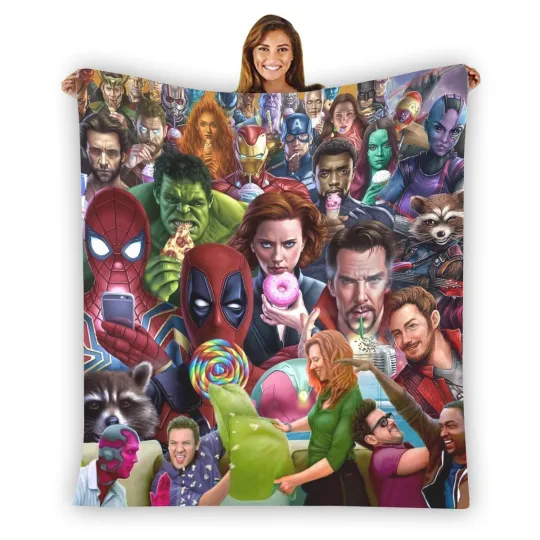 Discover Funny Superheroes arm Single-Side Printing Flannel Fleece Blanket