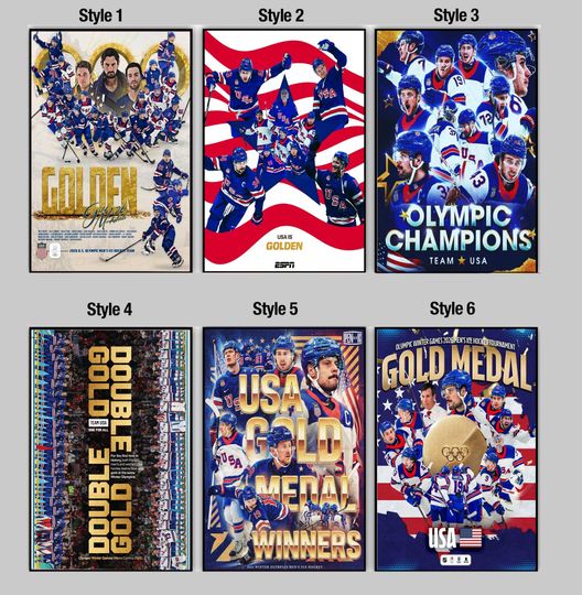 Discover USA Mens Olympic Hockey Team 2026 Gold Medal Champions Poster, Sports Decor, Fan Gift