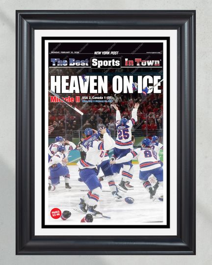 Discover 2026 USA Hockey Heaven on Ice Gold Medal vs Canada Framed Newspaper Print