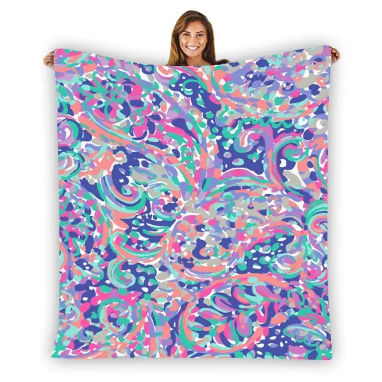 Discover Lilly Pulitzer Purple Floral Warm Single-Side Printing Flannel Fleece Blanket