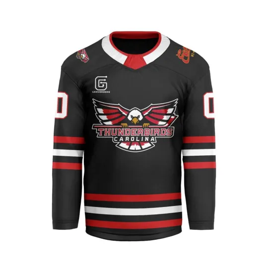 Custom Carolina Thunderbirds Black Hockey Shirt Men's Fan Gear Christmas Gift