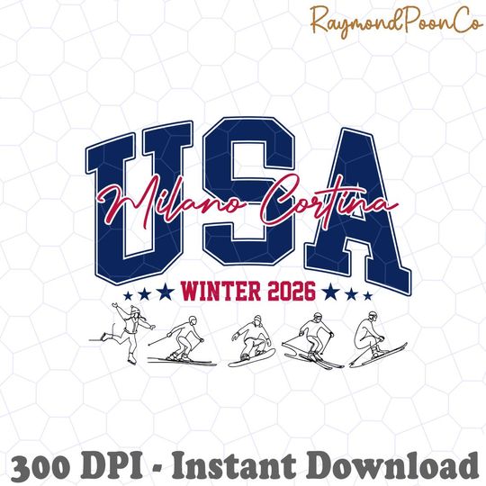 Discover USA Winter Games 2026 Art | Milano Cortina Italy Ski Snowboard Design | Patriotic Winter Sports