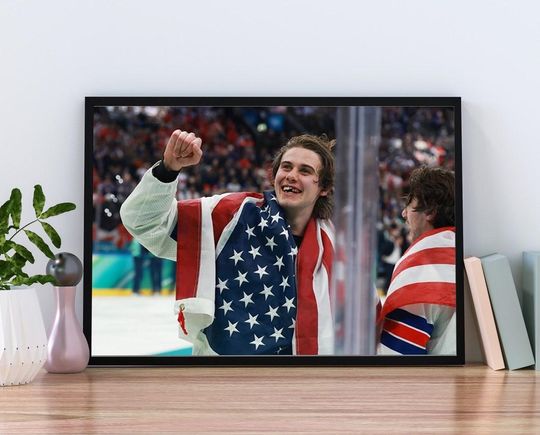 Discover Jack Hughes Teeth Team Usa Men's Hockey Poster