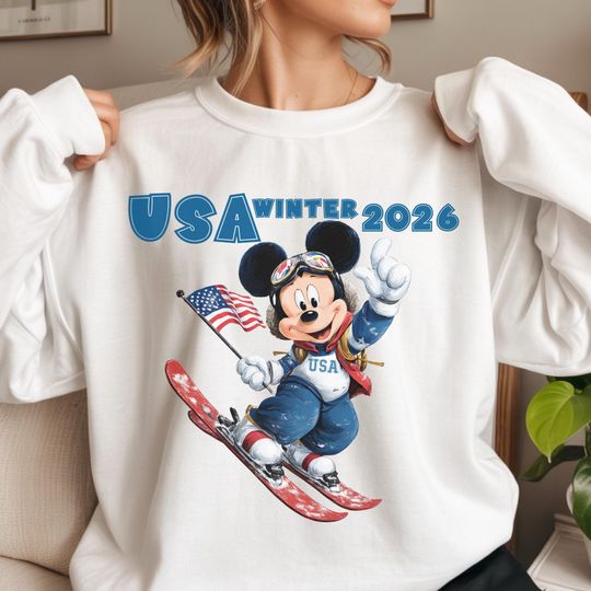 Discover USA Italy Winter Games 2026 Sweatshirt, Patriotic Mouse Couple Fan Apparel