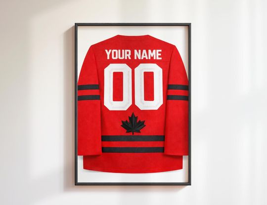 Discover Custom Canada Hockey Jersey Poster, Personalized Jersey Print With Name&Number, Team Canada Hockey Fan Gift