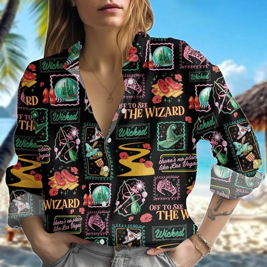 Wizard of Oz Women’s Blouse, Witchy Button Top, Magic Story Shirt, Gift for Her