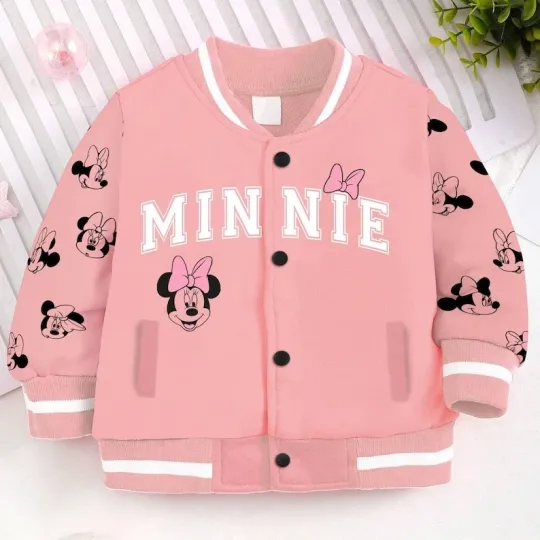 Discover Minnie Mouse Emotions Minnie Moods Birthday Girls Pink Pastel Baseball Jacket