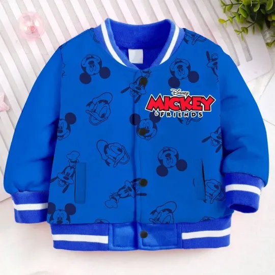 Discover Mickey Donald Goofy Best Friends Stick Together Blue Themed Baseball Jacket