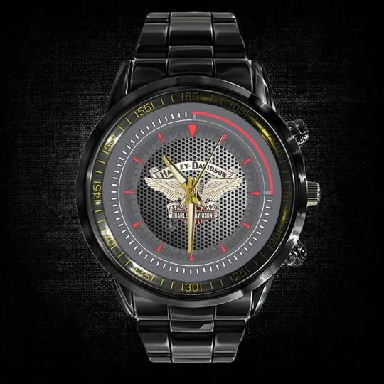 Discover Harley Racing Davidsonn Motor Men Black Stainless Steel Watch Gift