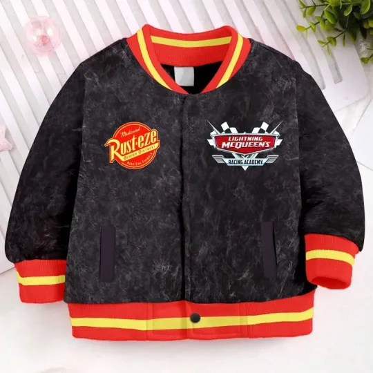 Discover Lightning McQueen 95 Fire Racing Cars Land Radiator Springs Baseball Jacket