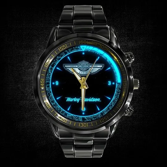 Discover Harley Racing Davidsonn Motor Men Black Stainless Steel Watch Gift