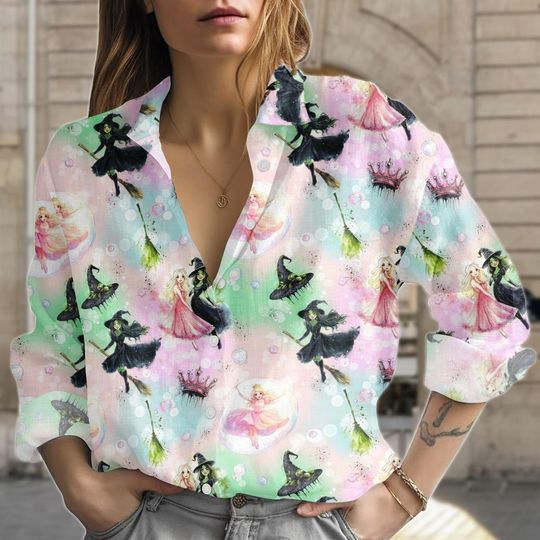 Discover Witch Princess Blouse Shirt, Wizard Button Women Shirt, Pastel Fairy Tale Women Top, Women Blouse Top, Gift for Her