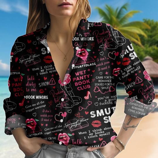 Discover Smutty Book Lover Blouse, Panty Book Club Button Shirt, Sexy Women Shirt, Slut Women Blouse Top, Reading Hot Girl Blouse Shirt, Gift fo