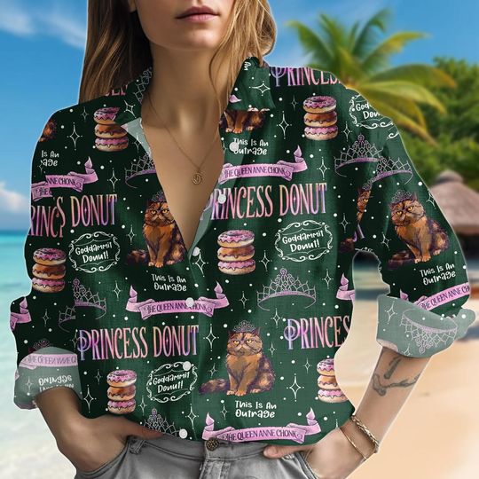 Discover Princess Donut Cat Button Blouse for Women