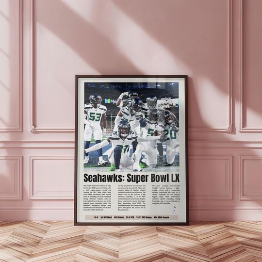 Discover Seattle Seahawks Poster football Super Bowl Poster Sports Bedroom Wall Art Football Team Print football Decor Gift for Seahawks Fan