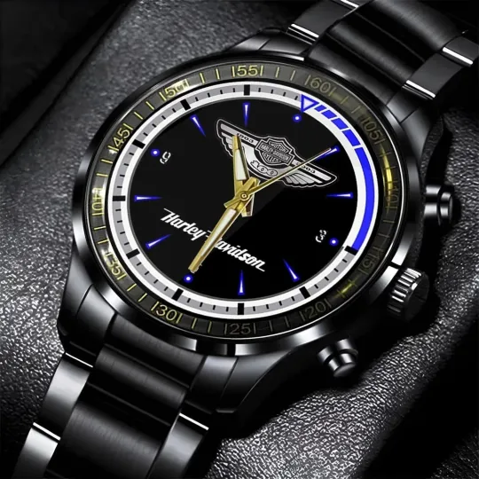 Discover Harley Racing Davidsonn Motor Men Black Stainless Steel Watch Gift