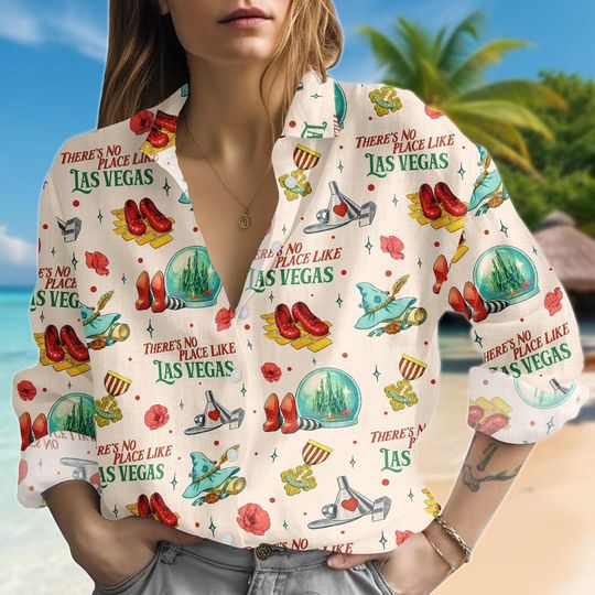 Discover Las Vegas Blouse Shirt Wizard of Oz Button Women’s Top Red Shoes Women’s Blouse Gift for Fans