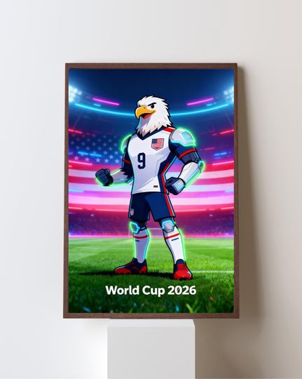USA World Cup 2026 Football Poster | Eagle Mascot Art Print