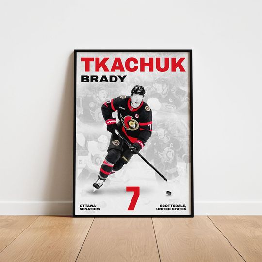 Discover Brady Tkachuk Hockey Poster, Ottawa Senators Wall Art, Printable Gift for Hockey Fans