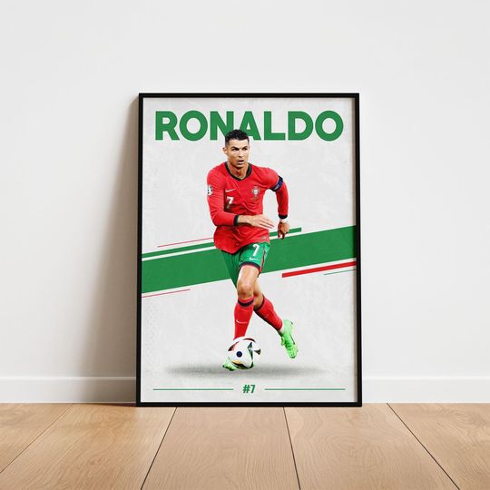 Discover Cristiano Ronaldo Print, Portugal Soccer Wall Art, Minimalist Football Poster