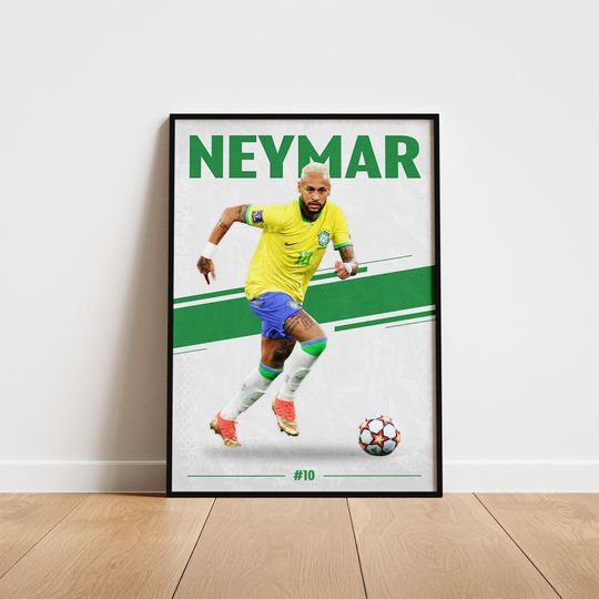 Discover Neymar Printable Poster, Brazil Soccer Wall Art, Minimalist Football Poster