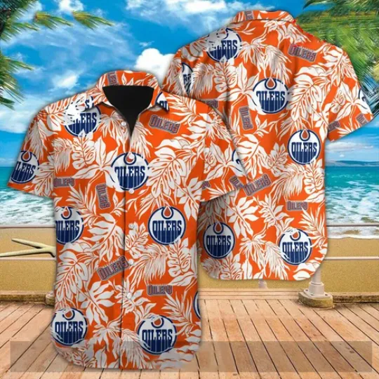 Discover Edmonton Oilers Hawaiian Shirt Tropical Leaves For Fans Aloha Shirt Hockey Team