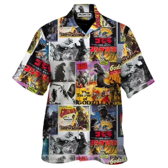 Discover Retro Monster Collage Hawaiian Shirt Short Sleeve Summer Beach