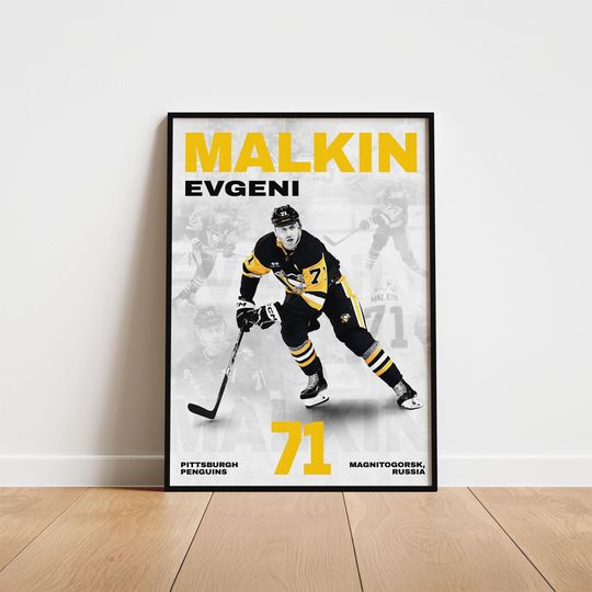 Discover Evgeni Malkin Hockey Poster, Pittsburgh Penguins Wall Art, Printable Gift for Hockey Fans